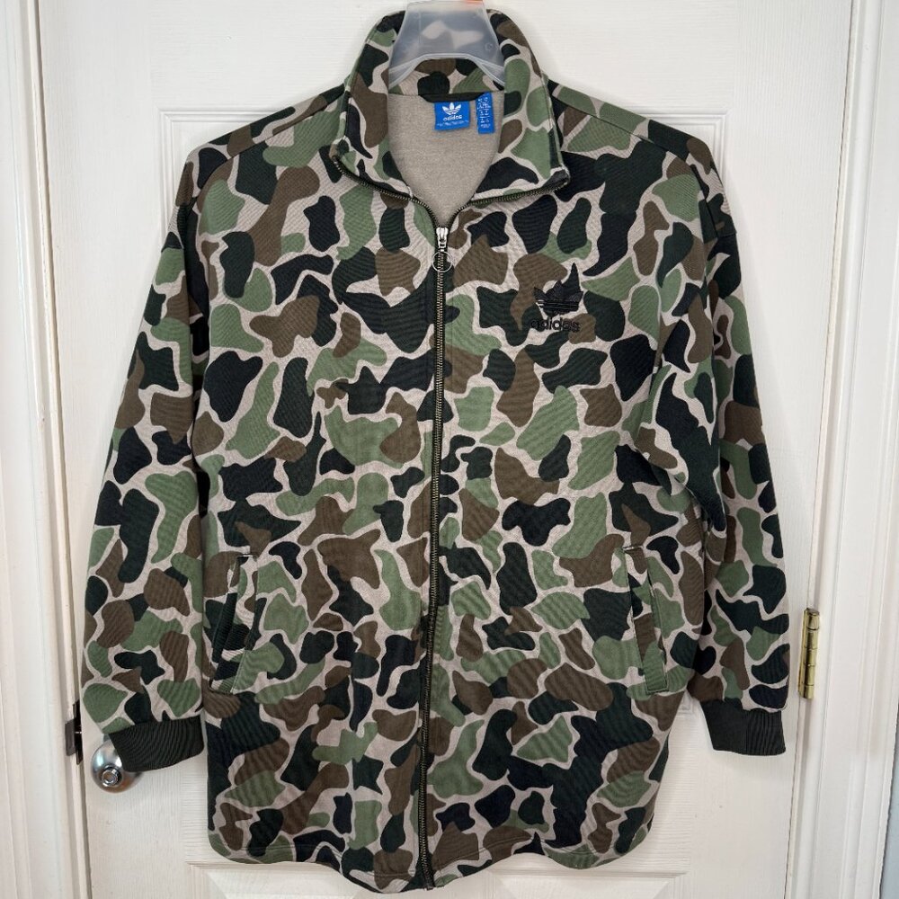 Adidas Camo Track Jacket Full Zip Fleece Lined Size Medium